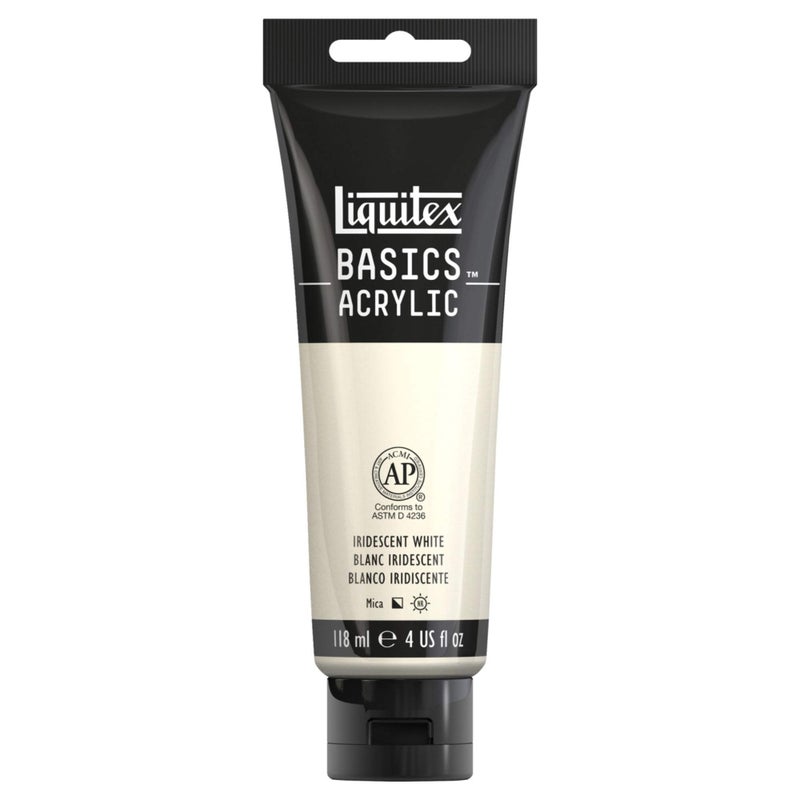 Liquitex BASICS Acrylic Paint, 118ml (4-oz) Tube, Iridescent White - Image 1